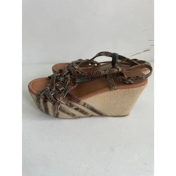 Women's Lucky Brand Brown and Turquoise Wedges Size 8 - Picture 4 of 11